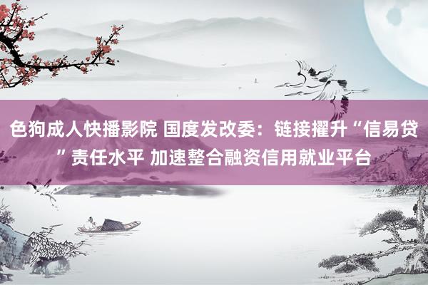 色狗成人快播影院 国度发改委:链接擢升“信易贷”责任水平 加速整合融资信用就业平台