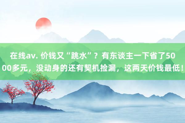 在线av. 价钱又“跳水”?有东谈主一下省了5000多元,没动身的还有契机捡漏,这两天价钱最低!