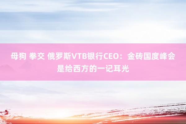 母狗 拳交 俄罗斯VTB银行CEO:金砖国度峰会是给西方的一记耳光