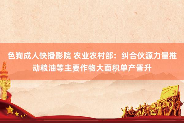 色狗成人快播影院 农业农村部:纠合伙源力量推动粮油等主要作物大面积单产晋升