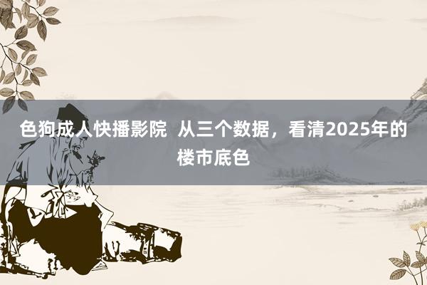 色狗成人快播影院 从三个数据,看清2025年的楼市底色