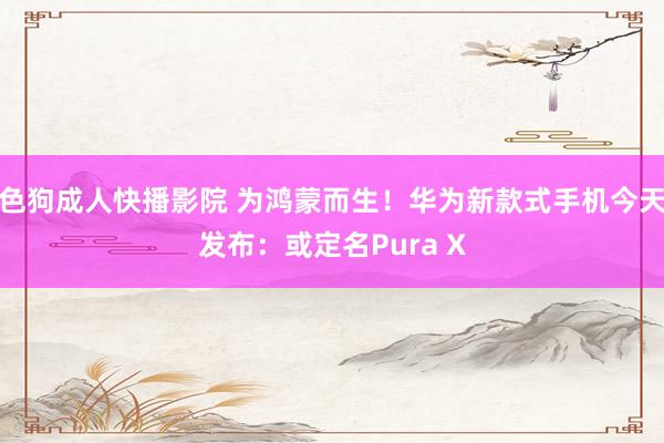 色狗成人快播影院 为鸿蒙而生！华为新款式手机今天发布：或定名Pura X
