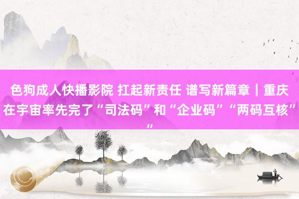 色狗成人快播影院 扛起新责任 谱写新篇章|重庆在宇宙率先完了“司法码”和“企业码”“两码互核”